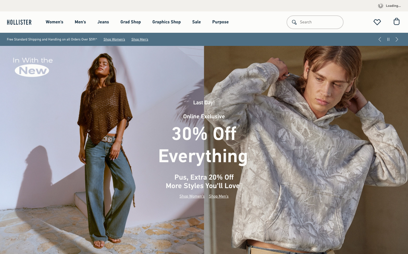 Screenshot of Hollister website