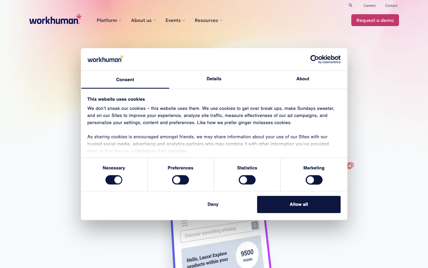 Screenshot of Workhuman website